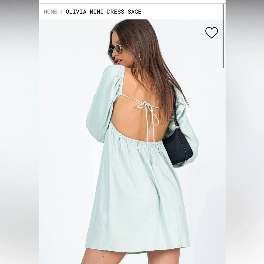 Princess Polly Olivia Mini Dress Sage - Picture 2 of 4